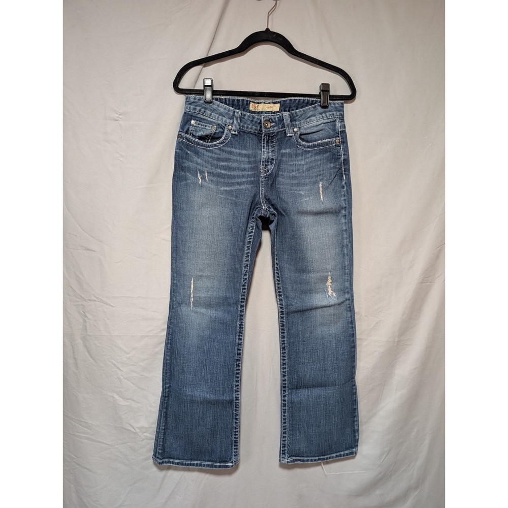 BKE Medium Wash Kate Bootcut Distressed Jeans Studded Pockets Cotton Women's 29